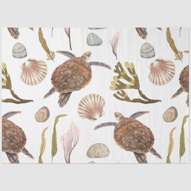 Papier Mousseline Marine Life Series Design 22 Tissu Paper (Recto)