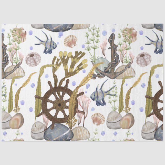 Papier Mousseline Marine Life Series Design 24 Tissu Paper (Recto)