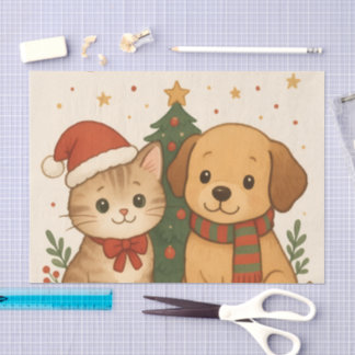 Papier Mousseline Marionnette et chaton Noël Cheval