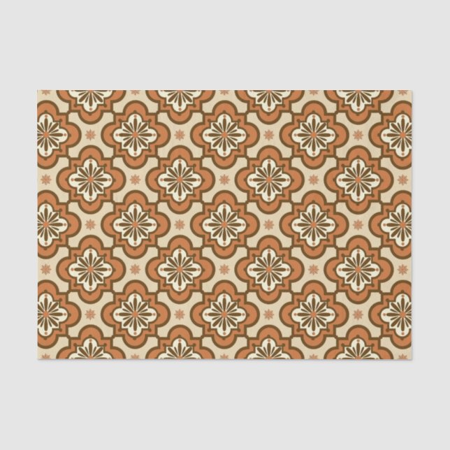 Papier Mousseline Marocain motif en carreaux - Rust et Tan (Recto)