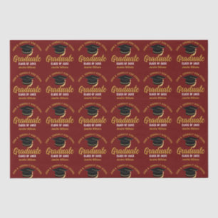 Papier Mousseline Maroon Gold Graduate Custom 2025 Graduation Party