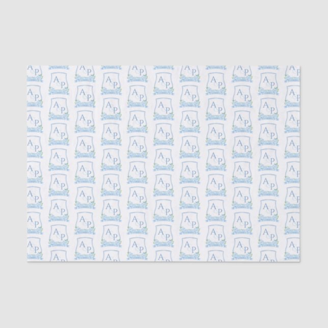 Papier Mousseline Marque Mariage Bleu Et Blanc (Recto)