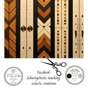 Papier Mousseline Marqueterie Bois Géométrique Teintes Rustiques