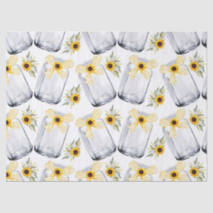 Papier Mousseline Mason Jar Tournesol Fleur Russe Tissu Papier