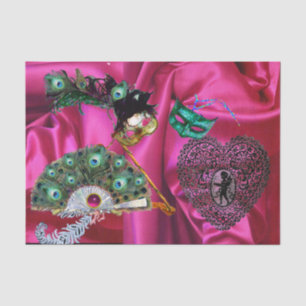 PAPIER MOUSSELINE MASQUES DE MASQUERADE VALENTINE, COEUR DE LA LACE,