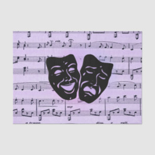Papier Mousseline Masques de musique et de théâtre violets