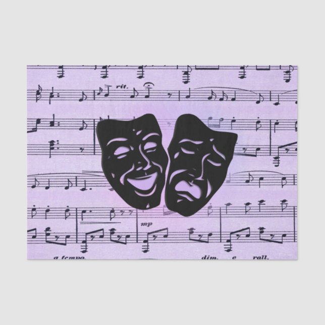 Papier Mousseline Masques de musique et de théâtre violets (Recto)
