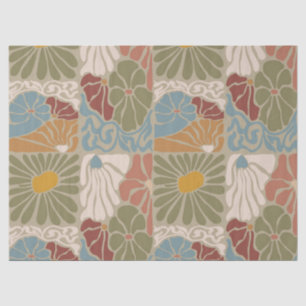 Papier Mousseline Matisse Groovy floral Art Nouveau 1970s