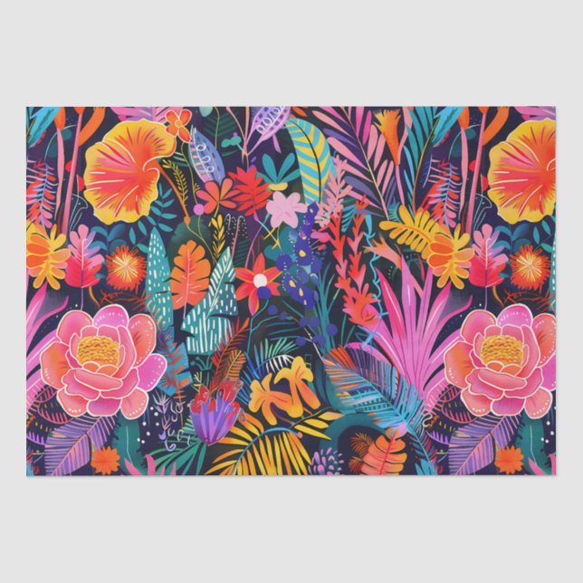 Papier Mousseline Maximalisme floral Fleur brillante (Recto)