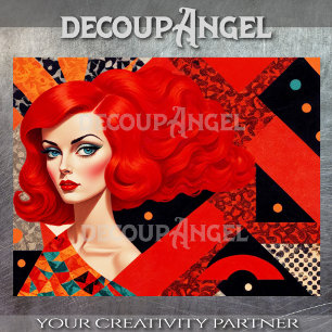 Papier Mousseline MCM Portrait d'une femme en rouge et noir découpag