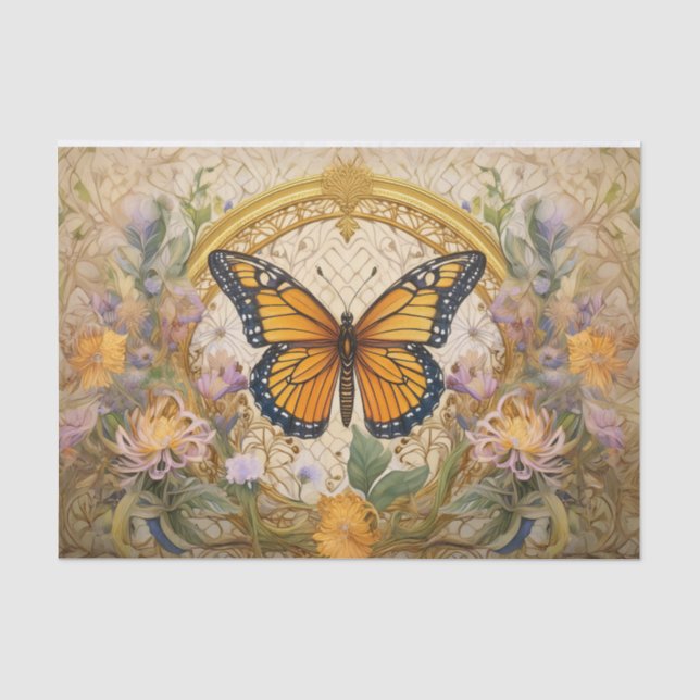 Papier Mousseline Médaillon de beauté ailée, papillon Monarque (Recto)
