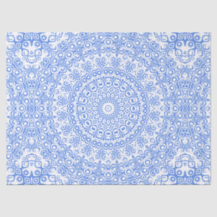 Papier Mousseline Médaillon de kaléidoscope de Cornflower Blue Manda