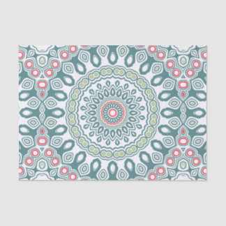 Papier Mousseline Médaillon de style mondial turquoise et vert