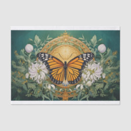 Papier Mousseline Médaillon du Monarque de Dahlia sur Rich Green