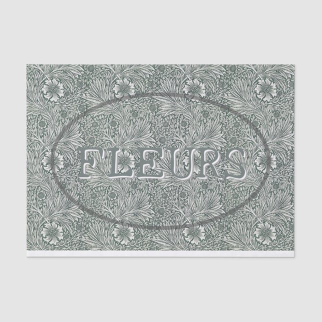 Papier Mousseline Médaillon floral modifiable Découpage William Morr (Recto)