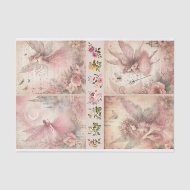 Papier Mousseline Médias mixtes Artiste Pink Junk Journal Fairy Coll (Recto)