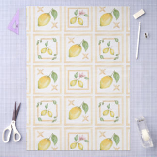 Papier Mousseline Mediterrenean Citrus Lemon pattern
