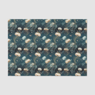 Papier Mousseline Méduse Ethérée Or et Turquoise