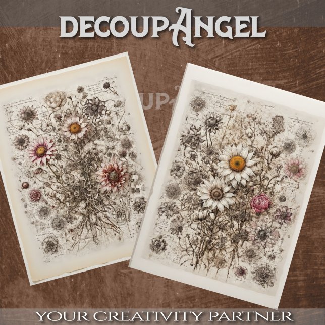 Papier Mousseline Mélange de pouvoir fleur sauvage - découpage - (Créateur téléchargé)