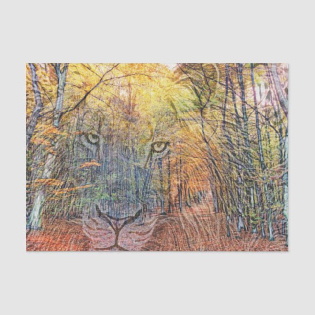 Papier Mousseline Mélange Lion Woods (Recto)