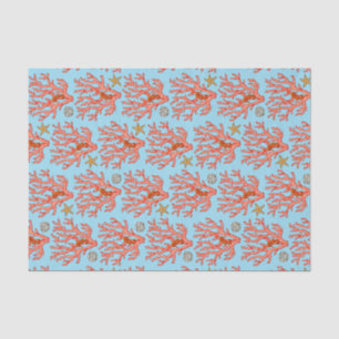 Papier Mousseline Mer corail sable dollar thème côtier