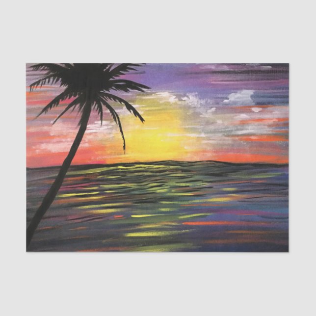 Papier Mousseline Mer du coucher du soleil (Recto)