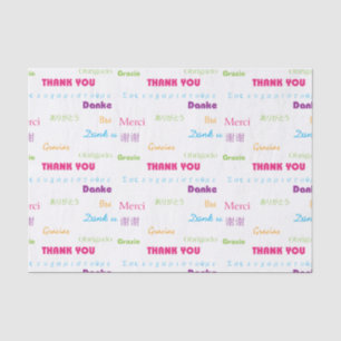 Papier Mousseline Merci Arc-en-ciel de nombreuses langues Texte
