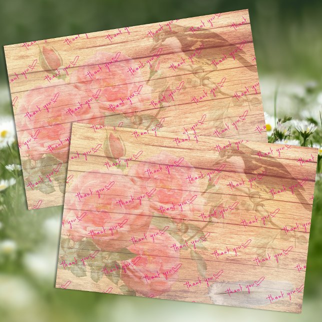 Papier Mousseline Merci client Roses et oiseaux (Créateur téléchargé)