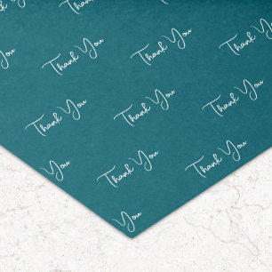 Papier Mousseline Merci de Motif de texte personnalisé Turquoise