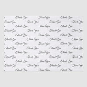Papier Mousseline Merci noir blanc élégant script motif chic