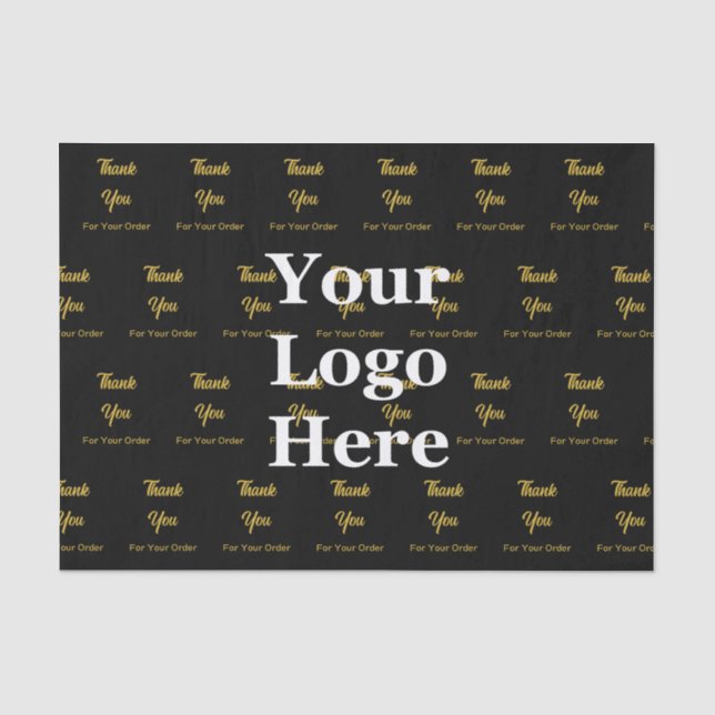 Papier Mousseline Merci Pour Votre Commande Black Gold Business Logo (Recto)