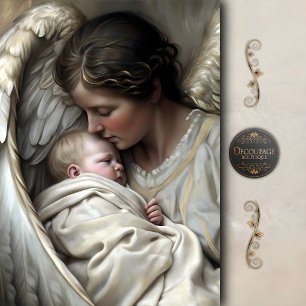 Papier Mousseline Mère Ange avec ailes de bébé découpage