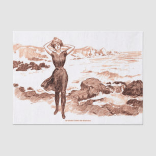 Papier Mousseline Mermaid Beach Gibson Girl Victorian Antique