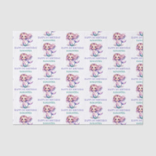 Papier Mousseline Mermaid heureux 1er anniversaire violet et turquoi