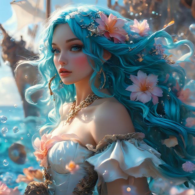 Papier Mousseline Mermaid Icy Blue - Pirates Cove decoupage  (Créateur téléchargé)