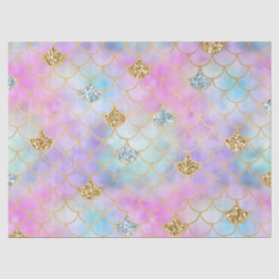 Papier Mousseline Mermaid Parties scintillant d'or rose violet     