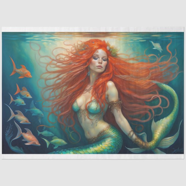 Papier Mousseline Mermaid Red Hair Queen v5 (Recto)