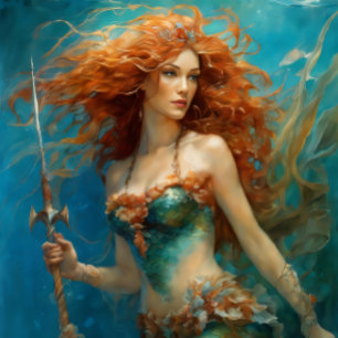 Papier Mousseline Mermaid Red Hair Queen v7