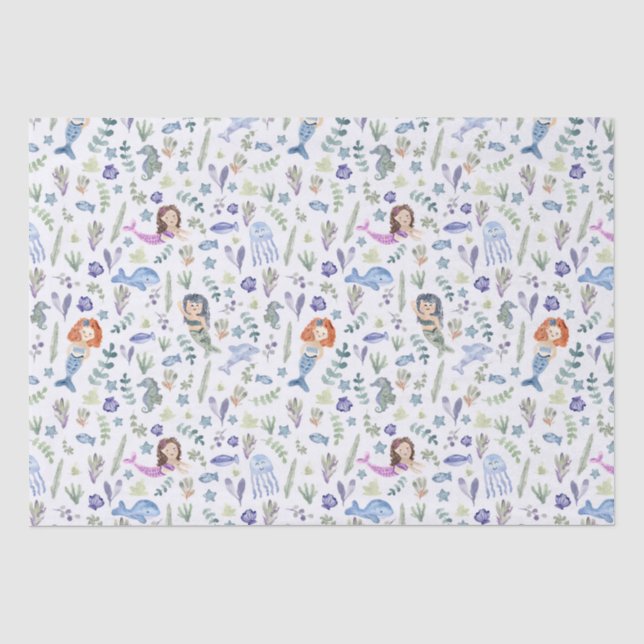 Papier Mousseline Mermaids magiques Aquarelle moderne (Recto)