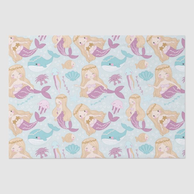 Papier Mousseline Mermaids Sea Baby shower Girls Anniversaire (Recto)