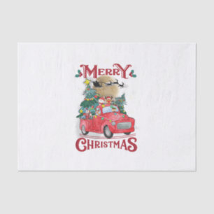 Papier Mousseline Merry Christmas Vintage Red Santa Truck