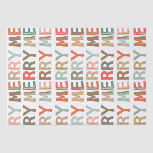 Papier Mousseline MERRY Words funky Wrapping Tissu Paper (Recto)