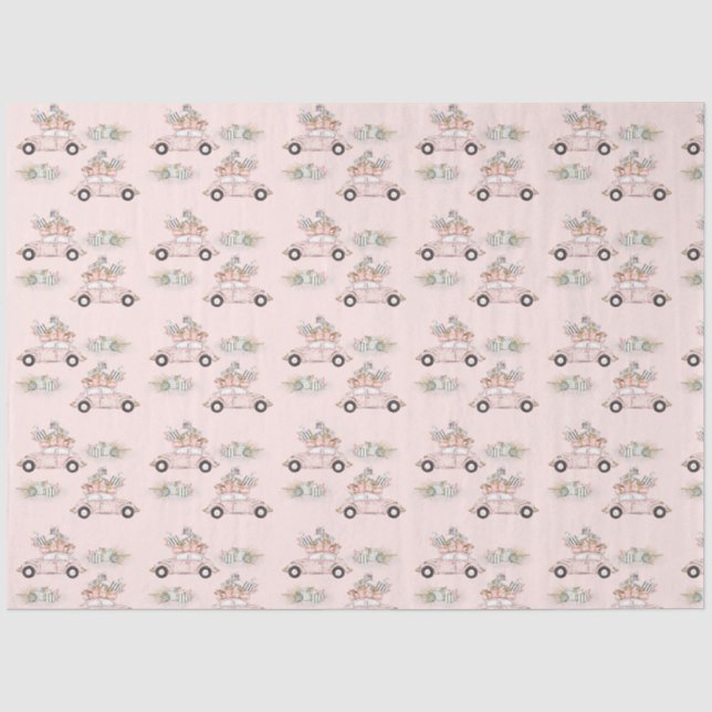 Papier Mousseline Merveilleuse voiture Pastels de Noël (Recto)