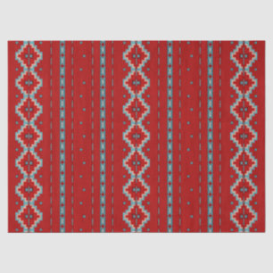 Papier Mousseline Mésas Sud-Ouest Rouge & Turquoise