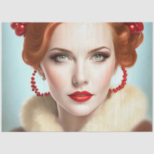 Papier Mousseline Meubles de découpage Vintage RedHeaded Beauty