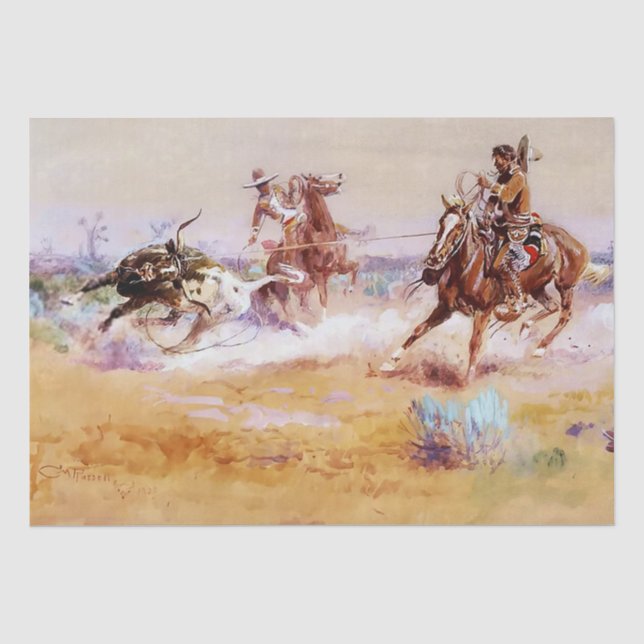 Papier Mousseline Mexique - Art occidental par Charles M Russell (Recto)