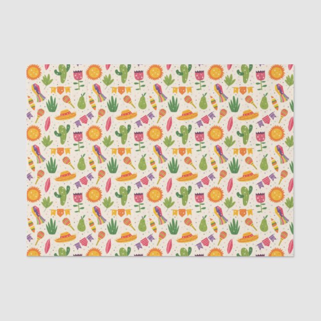 Papier Mousseline Mexique Fiesta Cactus (Recto)
