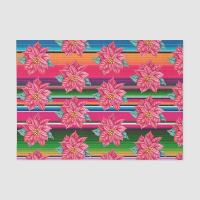Papier Mousseline Mexique Serape Poinsettia Noël Mexique (Recto)