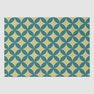 Papier Mousseline Mi-siècle Mod Géométrique Rétro Moderne Bleu Vert