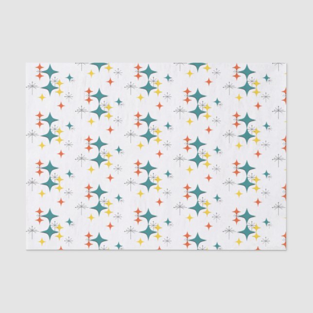 Papier Mousseline Mi-siècle moderne de l'ère atomique Starbursts Tur (Recto)